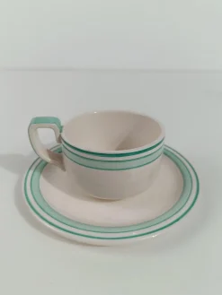 Italienisches Art Deco Teeservice aus Weißer & Tiffany Grüner Majolika von Richard Ginori, 1930er, 10 . Set