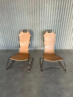 Italienische Sattelgenähte Schaukelstühle, 2er Set