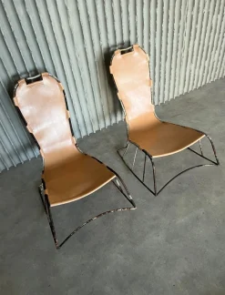 Italienische Sattelgenähte Schaukelstühle, 2er Set