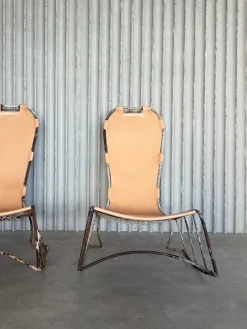 Italienische Sattelgenähte Schaukelstühle, 2er Set