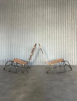 Italienische Sattelgenähte Schaukelstühle, 2er Set