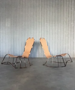 Italienische Sattelgenähte Schaukelstühle, 2er Set