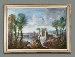 Italienisches Capriccio Landschaftsgemälde von Maria Luigia Raggi, 18. Jh