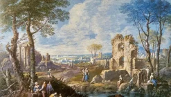 Italienisches Capriccio Landschaftsgemälde von Maria Luigia Raggi, 18. Jh