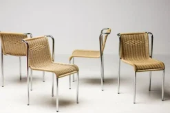 Italienische S5 Esszimmerstühle aus Chrom & Seil von Gabriele Mucchi, 1980, 4er Set