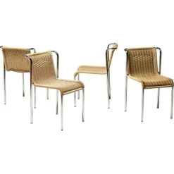 Italienische S5 Esszimmerstühle aus Chrom & Seil von Gabriele Mucchi, 1980, 4er Set