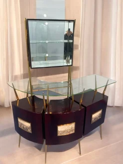 Italienisches Mid-Century Cocktail Bar Set mit Schrank von Gio Ponti, 1956, 4 . Set