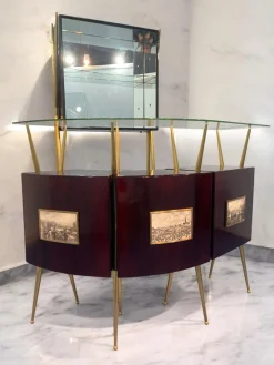 Italienisches Mid-Century Cocktail Bar Set mit Schrank von Gio Ponti, 1956, 4 . Set