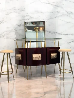 Italienisches Mid-Century Cocktail Bar Set mit Schrank von Gio Ponti, 1956, 4 . Set