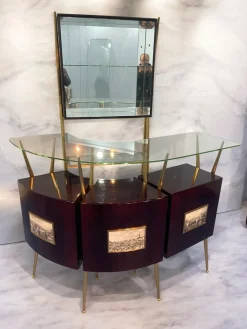 Italienisches Mid-Century Cocktail Bar Set mit Schrank von Gio Ponti, 1956, 4 . Set