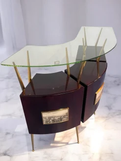 Italienisches Mid-Century Cocktail Bar Set mit Schrank von Gio Ponti, 1956, 4 . Set