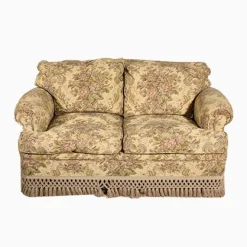 Italienisches 2-Sitzer Damast Sofa, 1980er