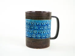 Italienische Trifoglio Keramiktasse in Blau von Aldo Londi für Bitossi, 1960er