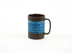 Italienische Trifoglio Keramiktasse in Blau von Aldo Londi für Bitossi, 1960er