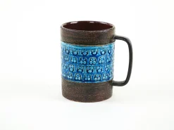 Italienische Trifoglio Keramiktasse in Blau von Aldo Londi für Bitossi, 1960er