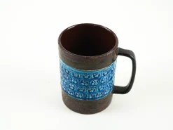 Italienische Trifoglio Keramiktasse in Blau von Aldo Londi für Bitossi, 1960er