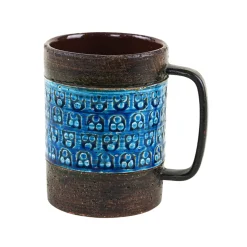 Italienische Trifoglio Keramiktasse in Blau von Aldo Londi für Bitossi, 1960er
