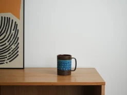Italienische Trifoglio Keramiktasse in Blau von Aldo Londi für Bitossi, 1960er