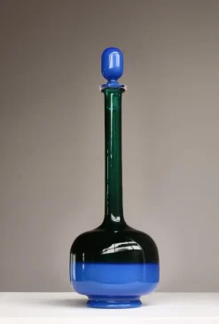 Italienische Vintage Flasche aus Kunstglas von Gio Ponti für Venini, 1950er