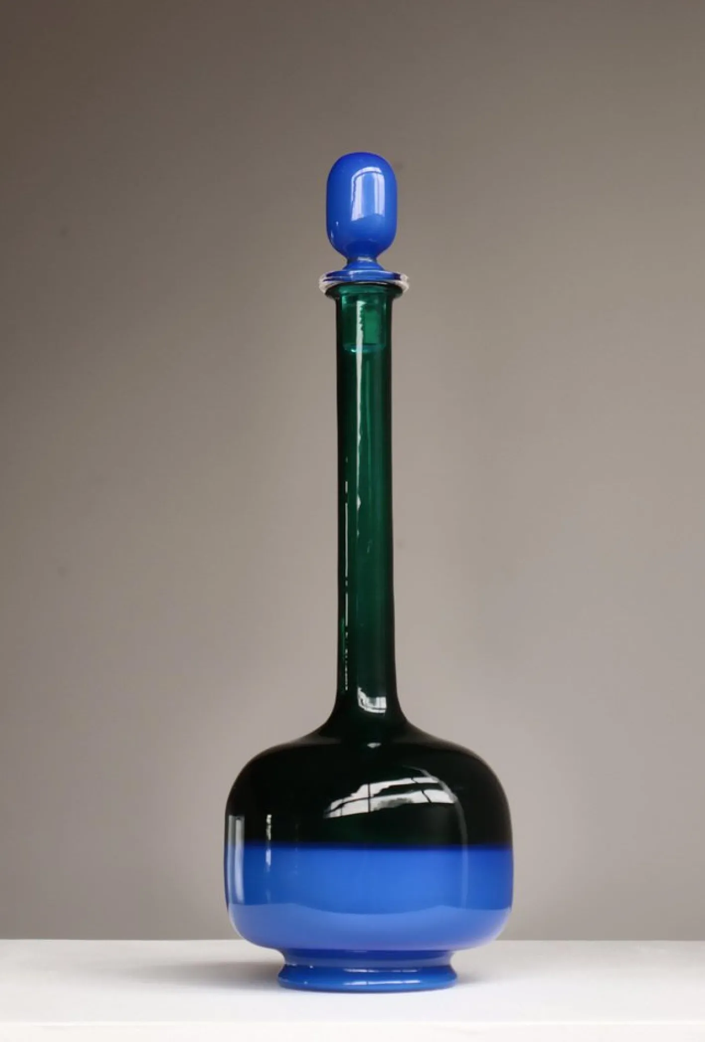 Italienische Vintage Flasche aus Kunstglas von Gio Ponti für Venini, 1950er