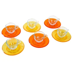 Italienische Vintage Glastassen von Fratelli Guzzini, 1970er, 6er Set
