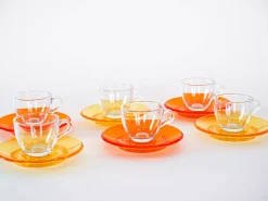 Italienische Vintage Glastassen von Fratelli Guzzini, 1970er, 6er Set
