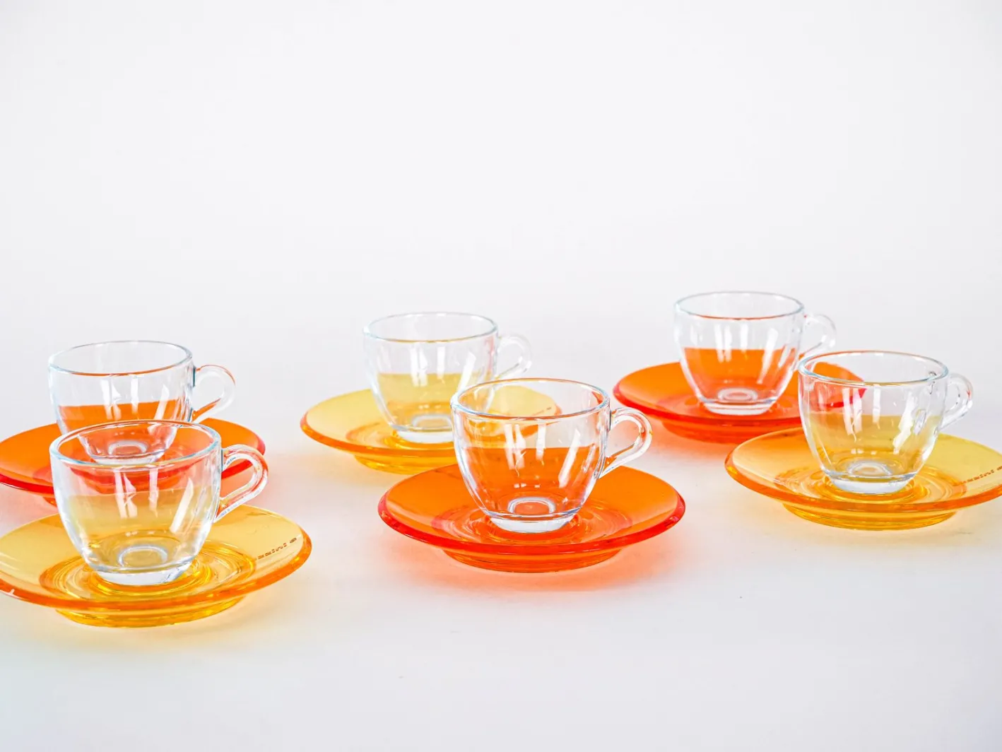 Italienische Vintage Glastassen von Fratelli Guzzini, 1970er, 6er Set