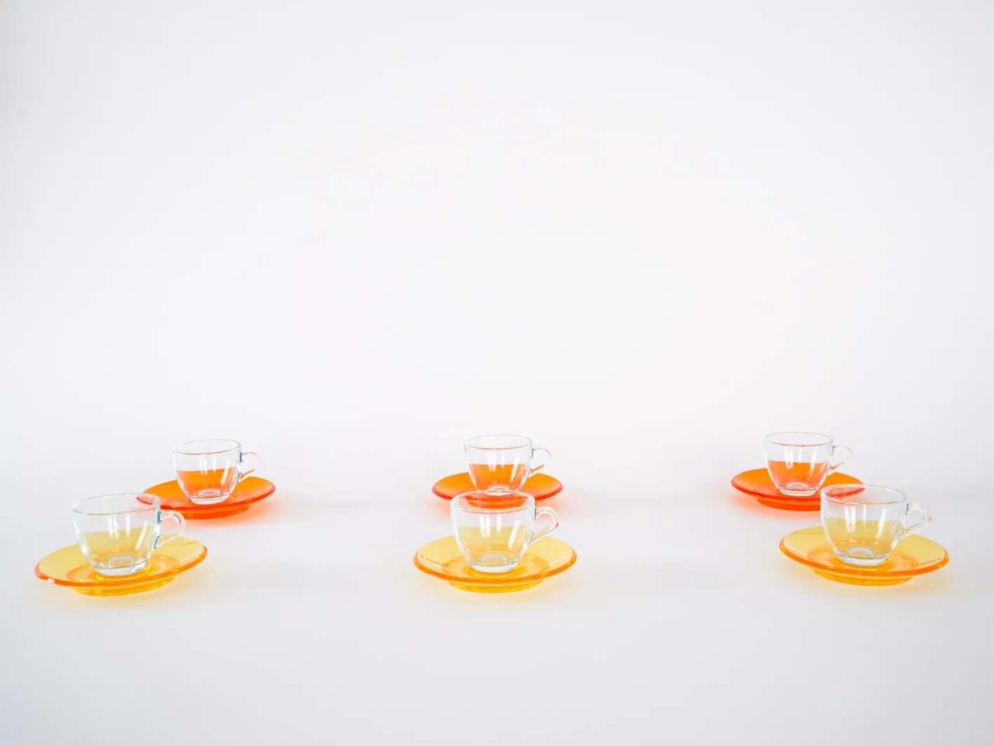 Italienische Vintage Glastassen von Fratelli Guzzini, 1970er, 6er Set