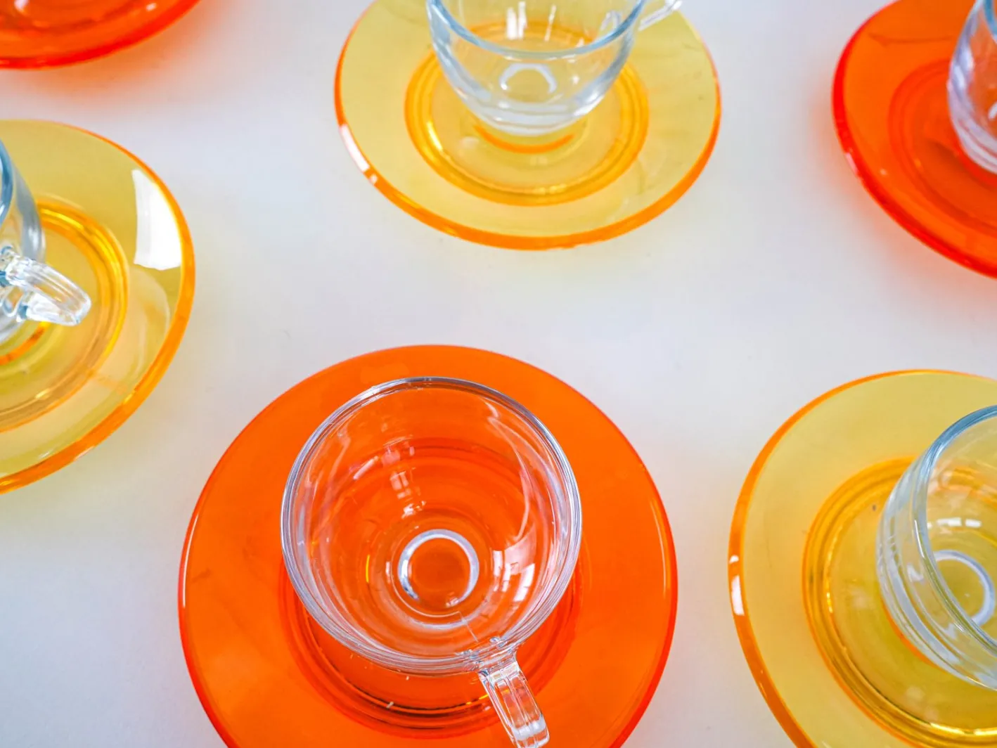 Italienische Vintage Glastassen von Fratelli Guzzini, 1970er, 6er Set