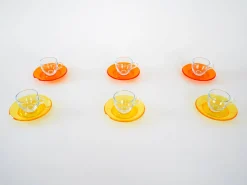 Italienische Vintage Glastassen von Fratelli Guzzini, 1970er, 6er Set