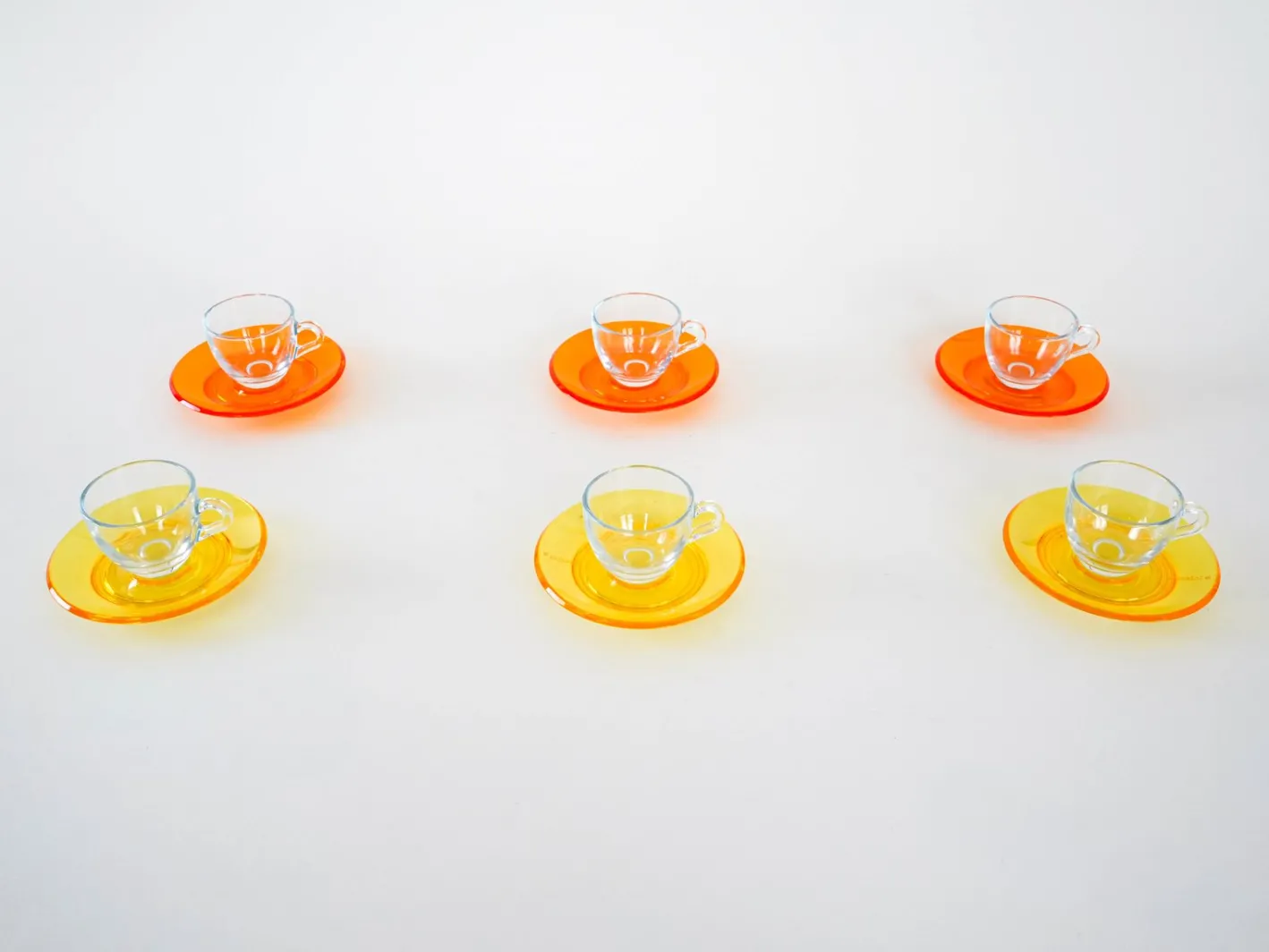 Italienische Vintage Glastassen von Fratelli Guzzini, 1970er, 6er Set