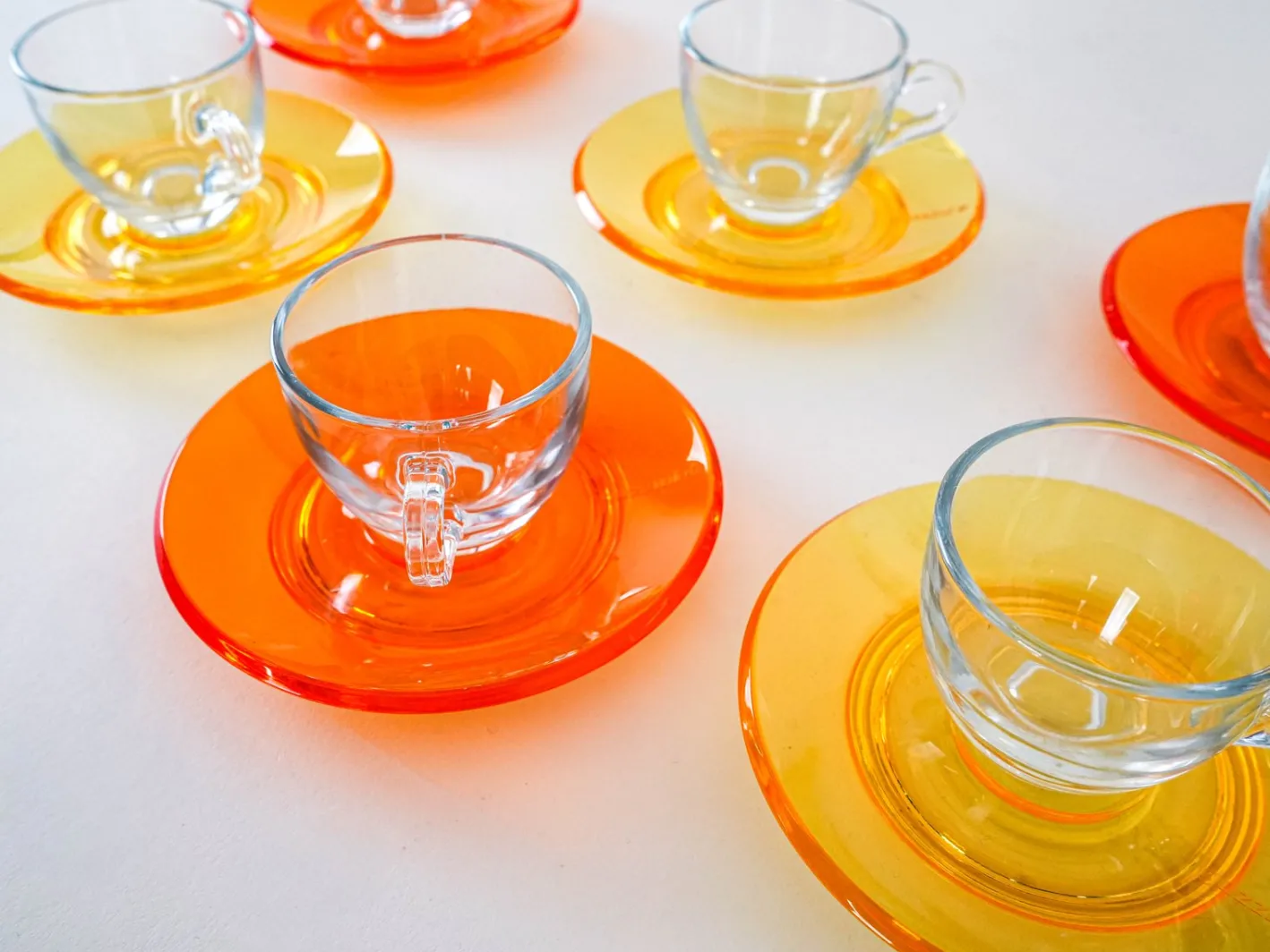 Italienische Vintage Glastassen von Fratelli Guzzini, 1970er, 6er Set