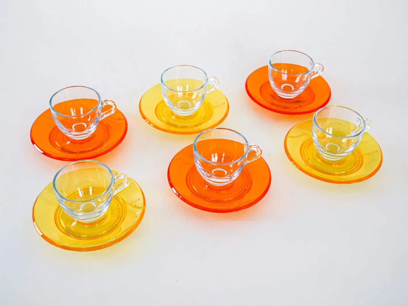 Italienische Vintage Glastassen von Fratelli Guzzini, 1970er, 6er Set