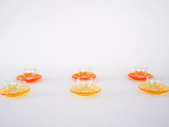 Italienische Vintage Glastassen von Fratelli Guzzini, 1970er, 6er Set