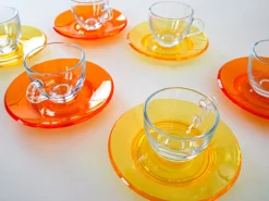 Italienische Vintage Glastassen von Fratelli Guzzini, 1970er, 6er Set