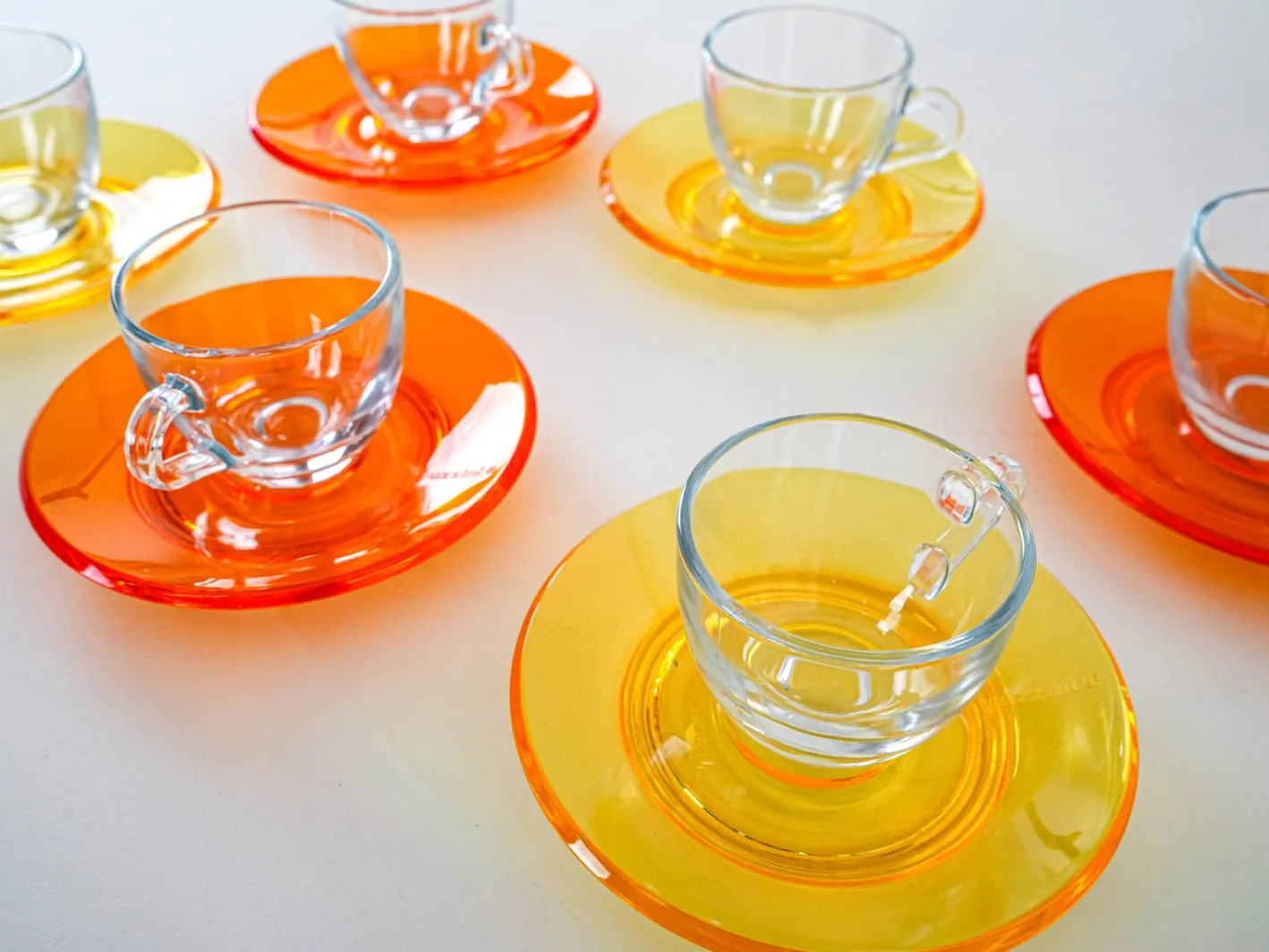 Italienische Vintage Glastassen von Fratelli Guzzini, 1970er, 6er Set
