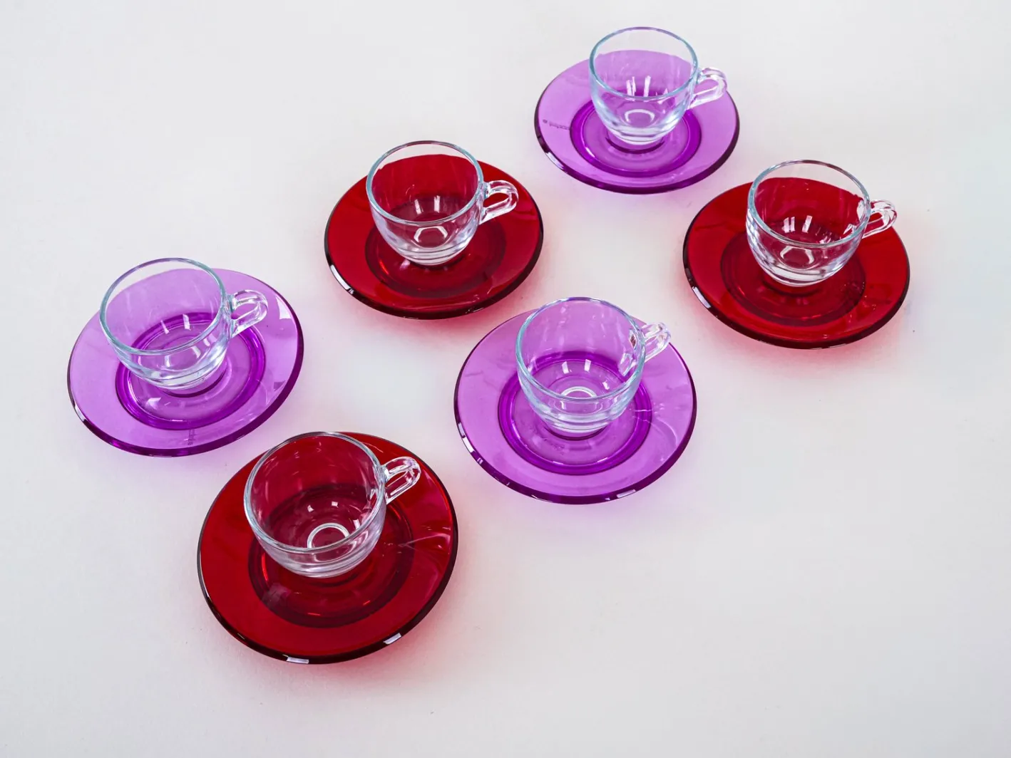 Italienische Vintage Glastassen von Fratelli Guzzini, 1970er, 6er Set