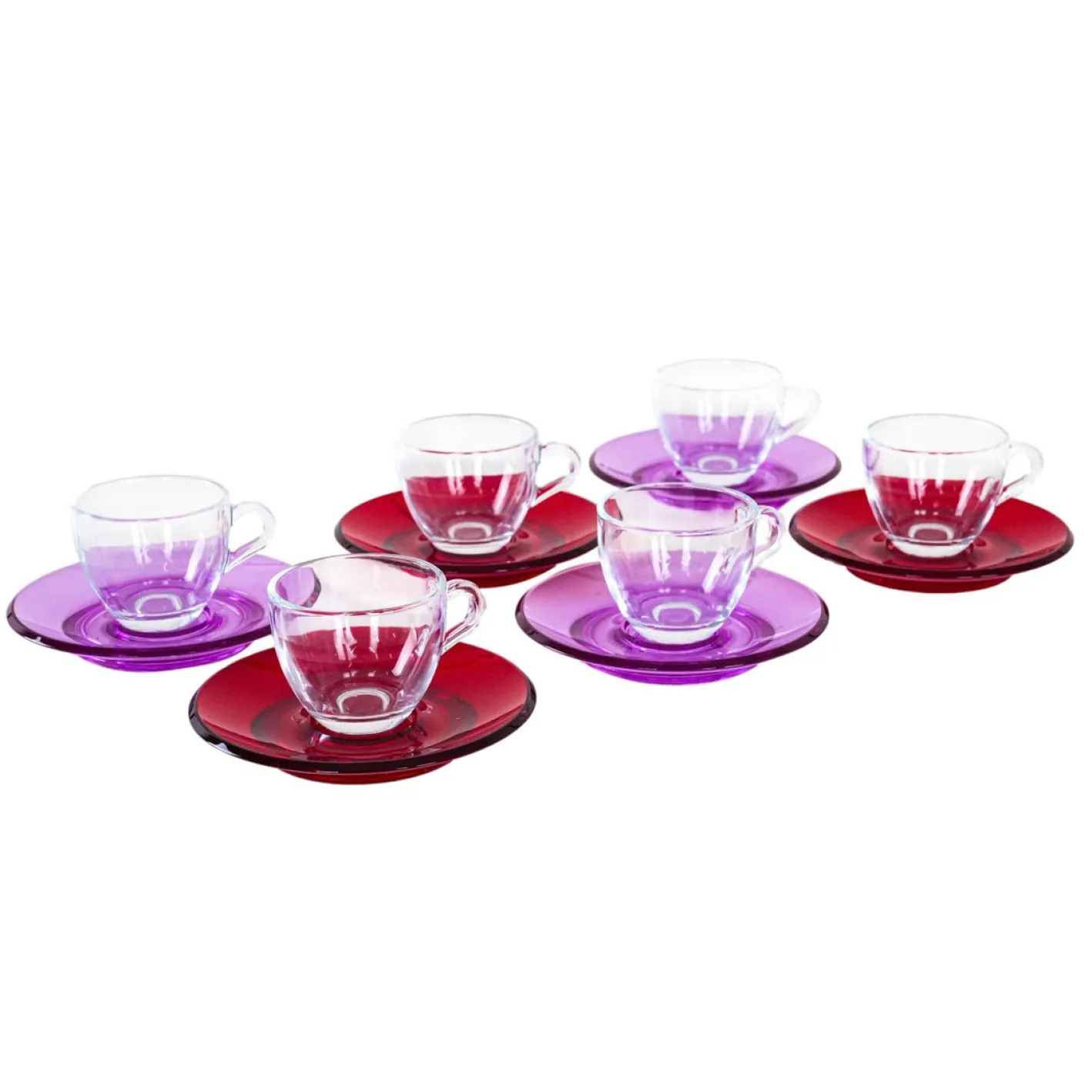 Italienische Vintage Glastassen von Fratelli Guzzini, 1970er, 6er Set