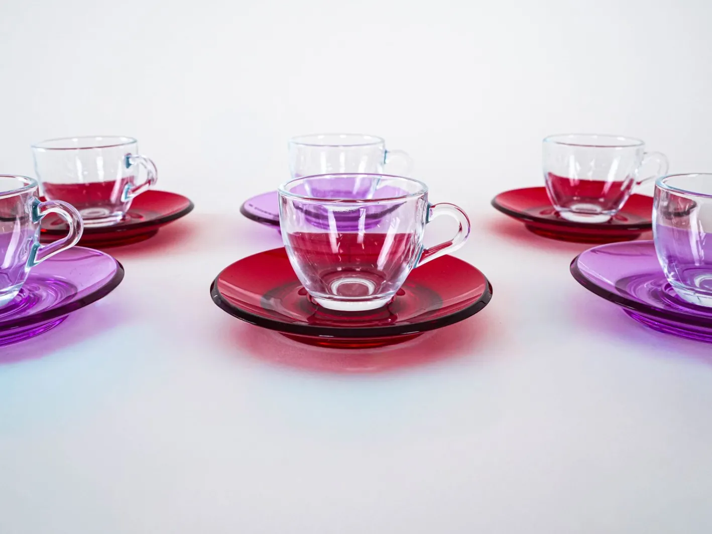 Italienische Vintage Glastassen von Fratelli Guzzini, 1970er, 6er Set