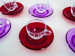 Italienische Vintage Glastassen von Fratelli Guzzini, 1970er, 6er Set