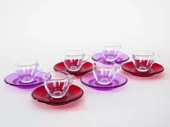 Italienische Vintage Glastassen von Fratelli Guzzini, 1970er, 6er Set