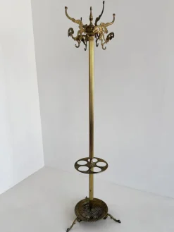 Italienische Vintage Messing Garderobe mit Schirmständer, 1960er