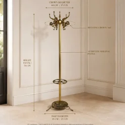 Italienische Vintage Messing Garderobe mit Schirmständer, 1960er