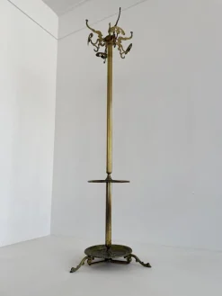 Italienische Vintage Messing Garderobe mit Schirmständer, 1960er
