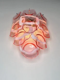 Italienische Vintage Murano Wandlampen mit Rosa Milchglas, 1990er, 2er Set