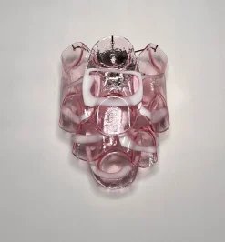 Italienische Vintage Murano Wandlampen mit Rosa Milchglas, 1990er, 2er Set