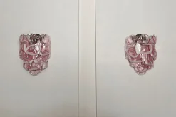 Italienische Vintage Murano Wandlampen mit Rosa Milchglas, 1990er, 2er Set