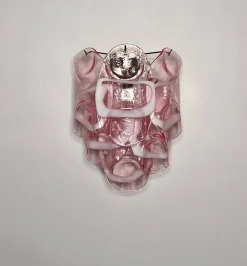 Italienische Vintage Murano Wandlampen mit Rosa Milchglas, 1990er, 2er Set