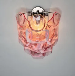 Italienische Vintage Murano Wandlampen mit Rosa Milchglas, 1990er, 2er Set
