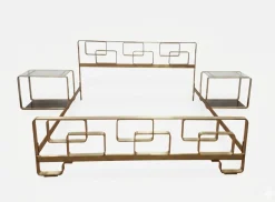 Italienische Vintage Schlafzimmergarnitur aus Messing, 1970er, 3er Set